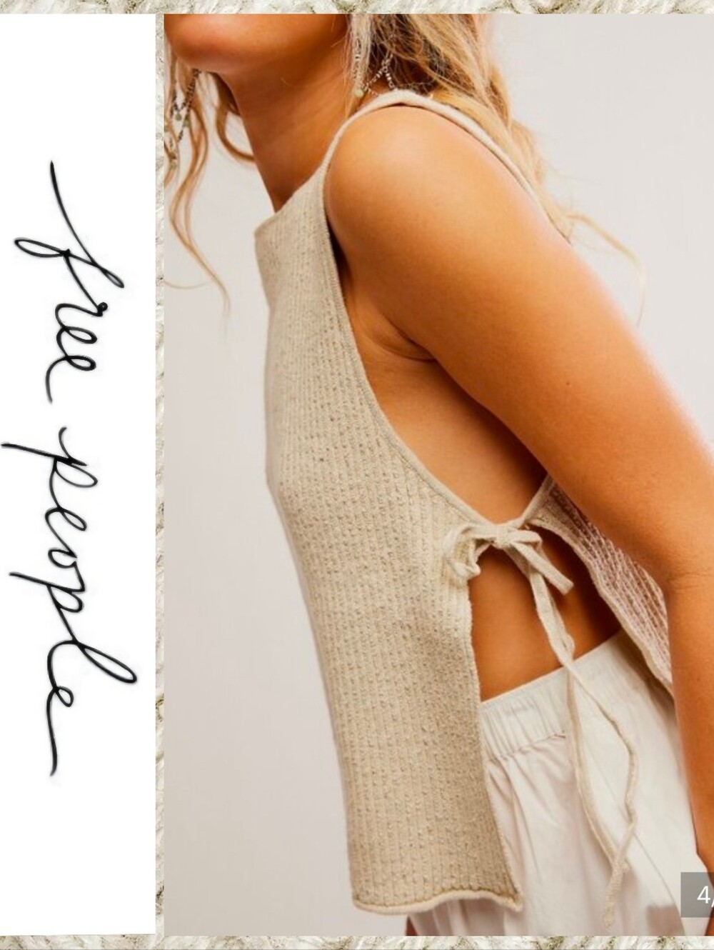 NWT Free People Lizzie Side Tie Sweater Top L